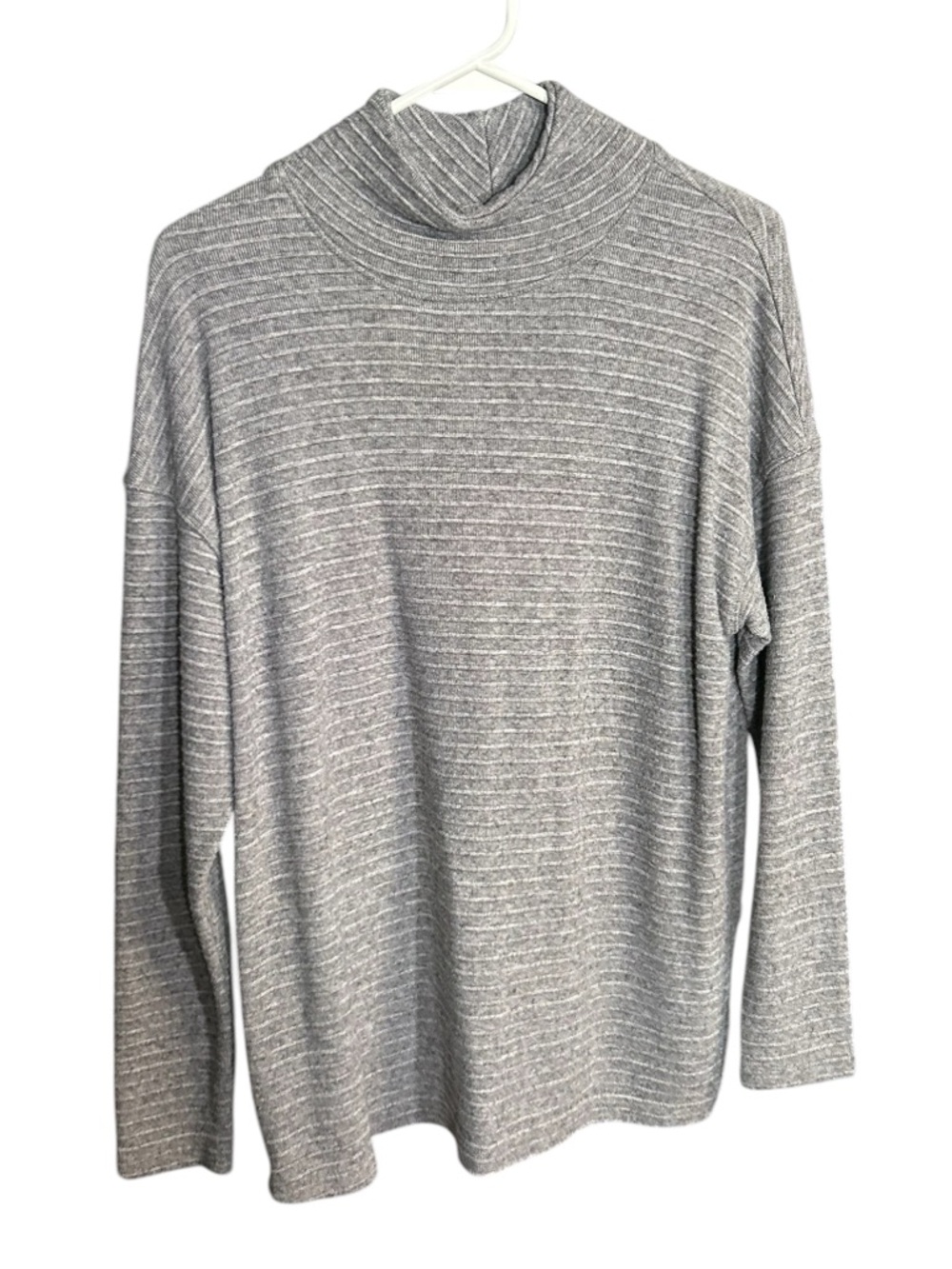 Mono B Heather Gray Ribbed Mock Neck Pullover